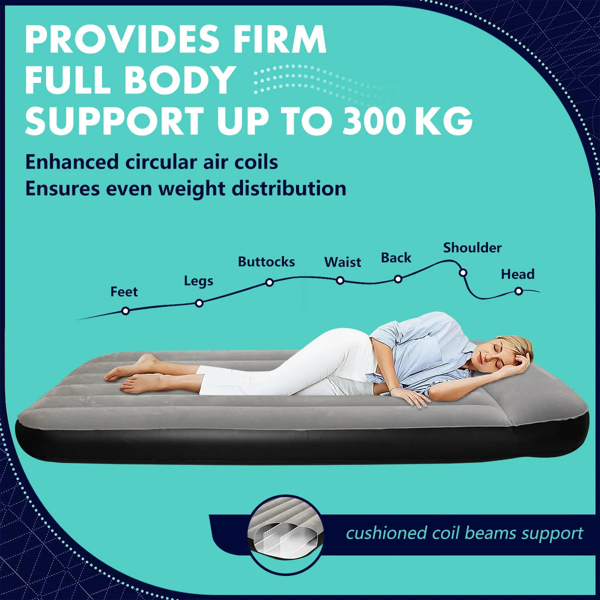 Air Mattress Inflatable Camping Air Bed with Build-in Pillow for Family, Camping and Travel, Waterproof and Comfortable