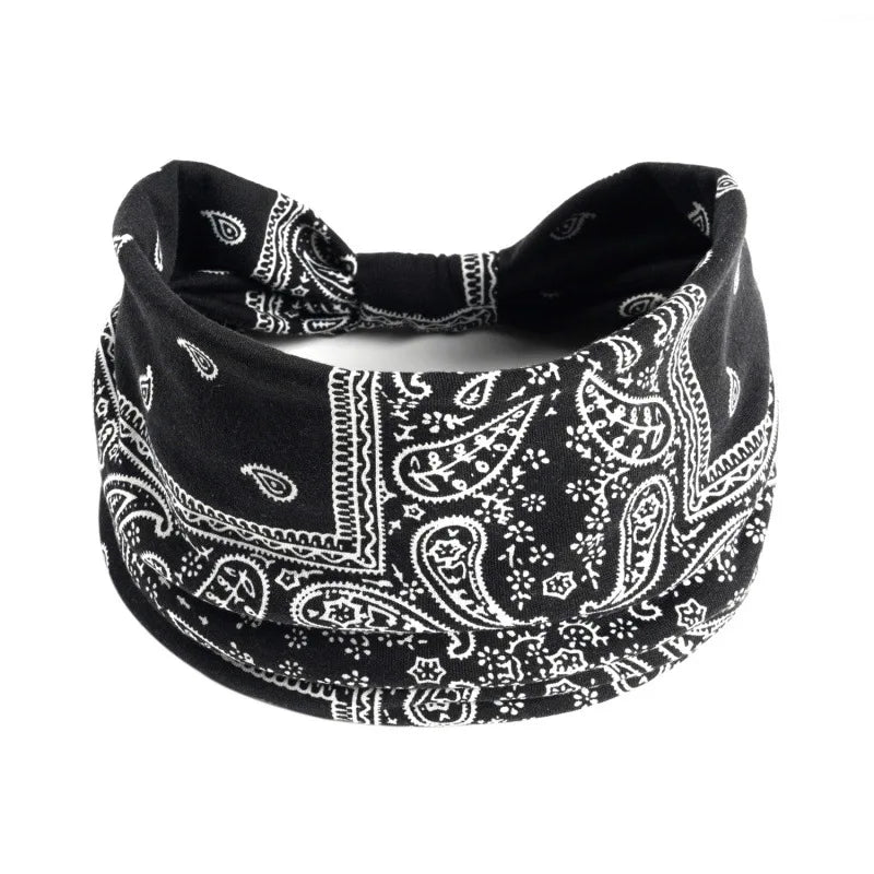 Bohemian Style Elastic Hair Bands Yoga Headband Women Headwear Print Vintage Cross Unisex Scrunchies Hair Accessories