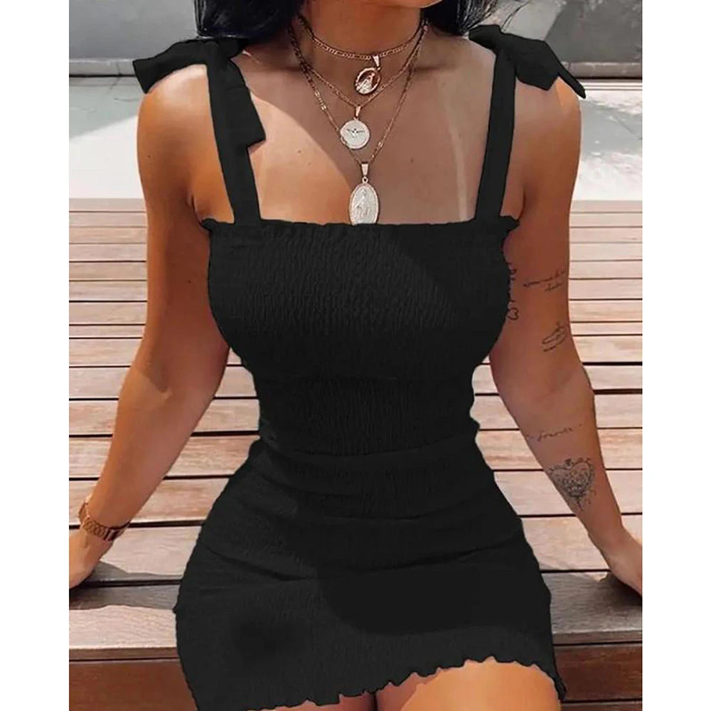 Floral Tight Camisole Dress For Women 2024 Spring Summer Beach Female Clothing Sexy Club Mini Skirt Vestidos Casual Short Dress