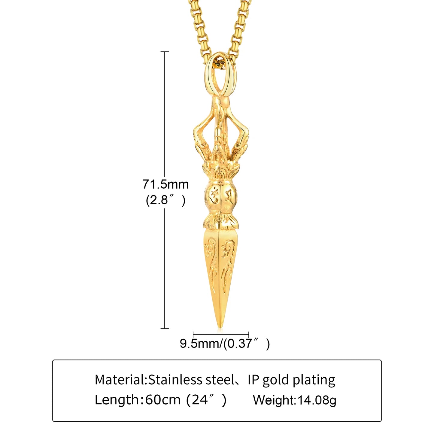 Stainless Steel TIBETAN BUDDHIST PROTECTION Pendant Necklace