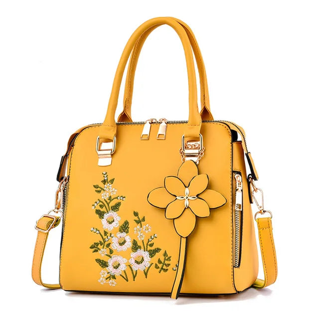 Luxury Embroidery Handbag For Women PU Leather Tassel Crossbody Bag Designer Handle Bag Brand Female Shoudler Bag bolso