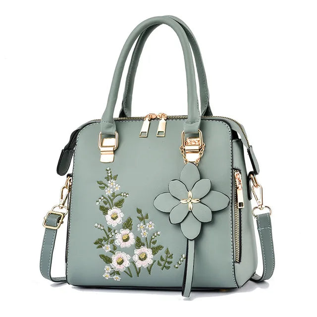 Luxury Embroidery Handbag For Women PU Leather Tassel Crossbody Bag Designer Handle Bag Brand Female Shoudler Bag bolso