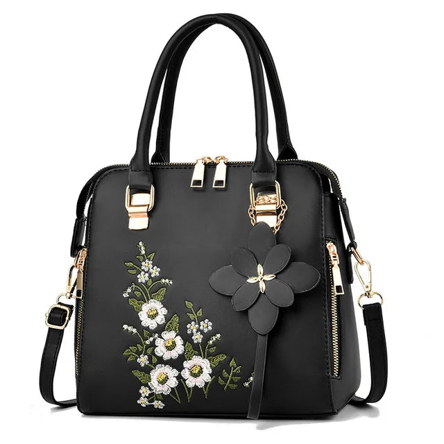 Luxury Embroidery Handbag For Women PU Leather Tassel Crossbody Bag Designer Handle Bag Brand Female Shoudler Bag bolso