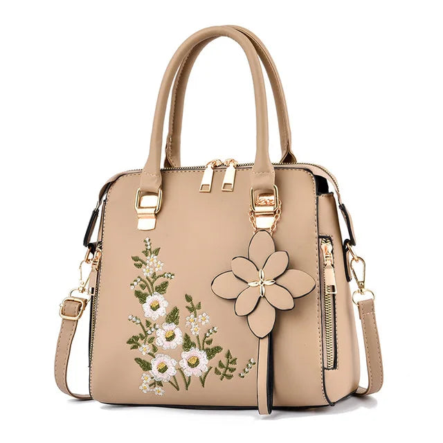 Luxury Embroidery Handbag For Women PU Leather Tassel Crossbody Bag Designer Handle Bag Brand Female Shoudler Bag bolso