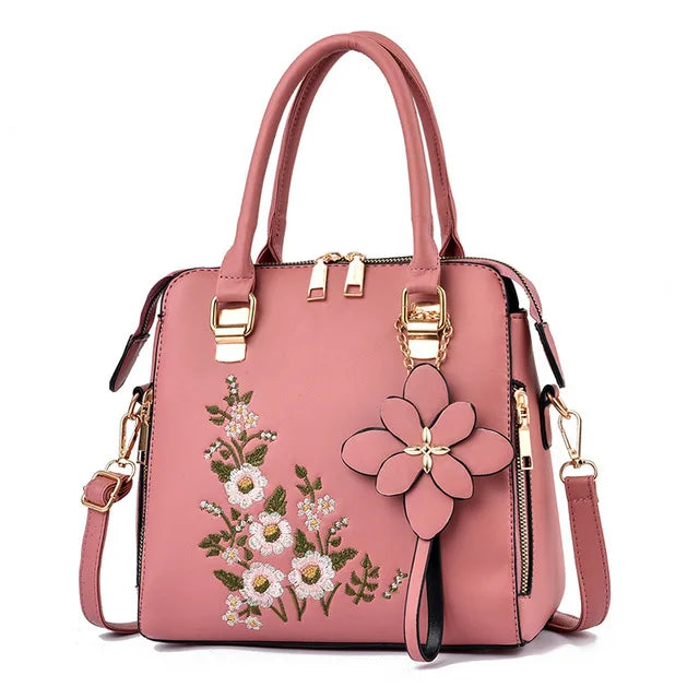 Luxury Embroidery Handbag For Women PU Leather Tassel Crossbody Bag Designer Handle Bag Brand Female Shoudler Bag bolso
