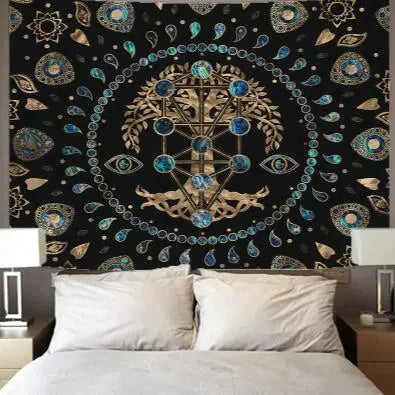 Mysterious Tree of Life Mushroom Forest Tapestry Wall Hanging Fairy Tale Bohemian Psychedelic Home Dormitory Dream Decor