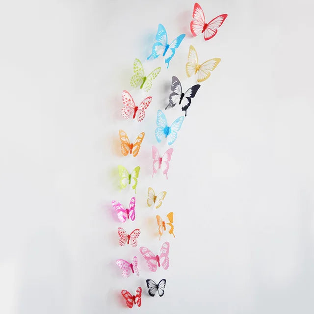 New 18pcs/lot Crystal Butterflies 3d Wall Sticker Beautiful Butterfly Living Room for Kids Room Wall Decals Home Decoration