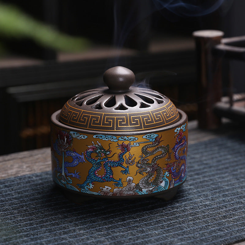Antique Cloisonne Incense Burner Handicraft Ornament Creative Home Indoor Incense Enamel Color Burner