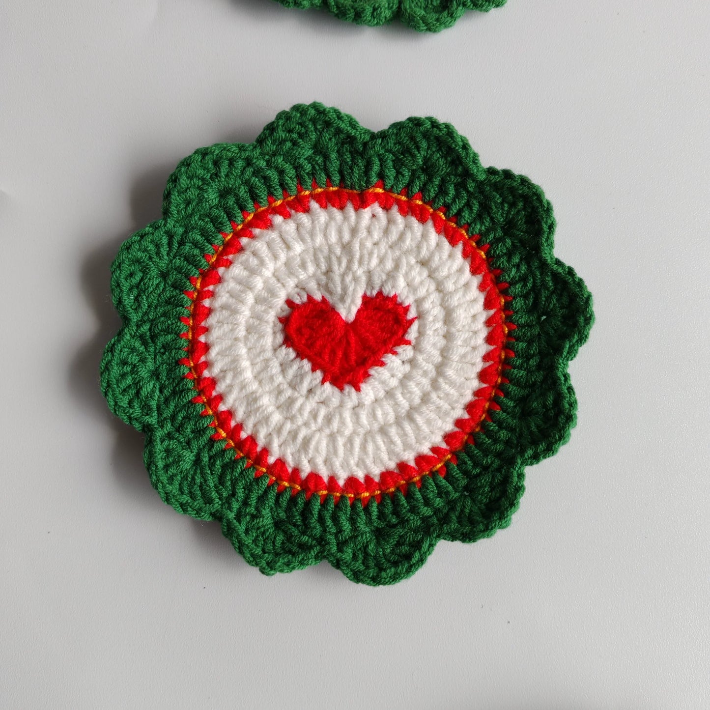 Hand-crocheted Christmas Coaster Wool Love Apple Coaster Christmas Gift