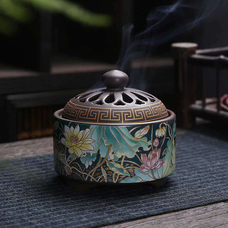 Antique Cloisonne Incense Burner Handicraft Ornament Creative Home Indoor Incense Enamel Color Burner
