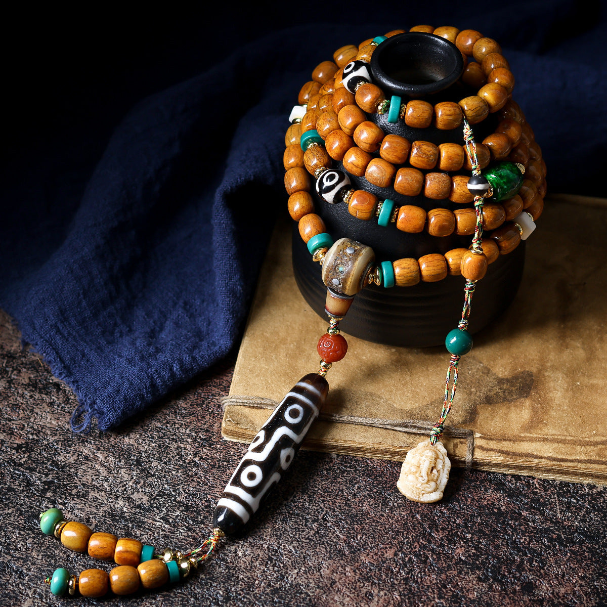 Tibetan Jewelry Yak Bone Bucket Bead Bracelet Wenwan Zakiram Bone Tag Bracelet Ethnic Style Jewelry