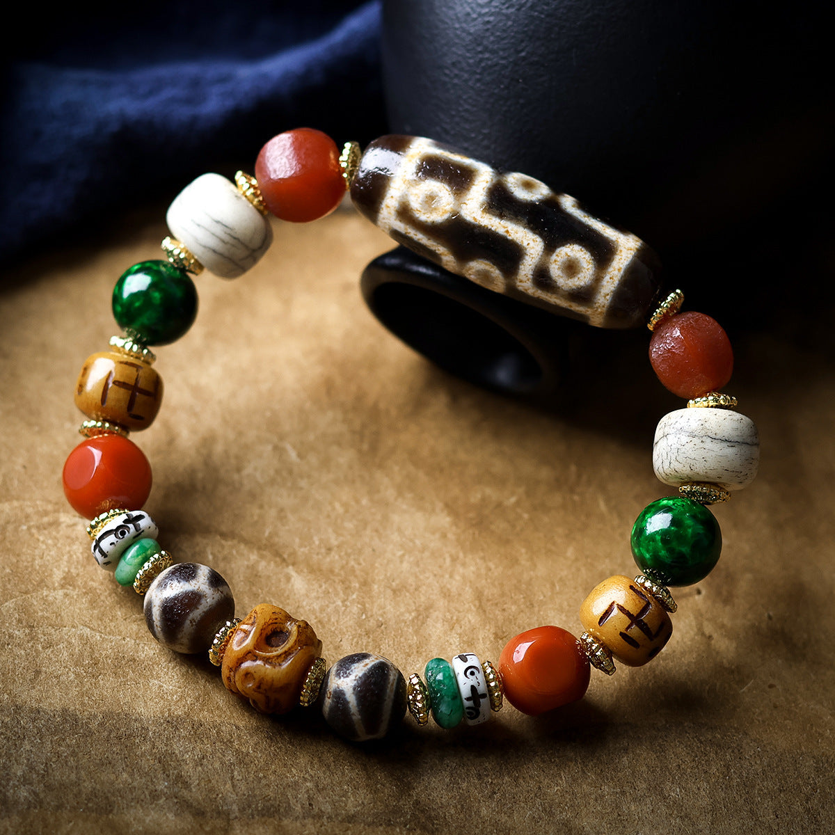 Tibetan Jewelry Yak Bone Bucket Bead Bracelet Wenwan Zakiram Bone Tag Bracelet Ethnic Style Jewelry