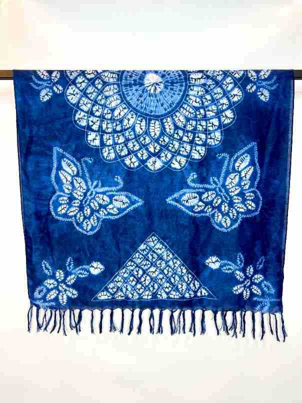 New Blue Dye Tie Scarf Ethnic Style Tie Dye Retro Large Shawl Long Detached Tibetan Blue Art Wax Dyed Scarf