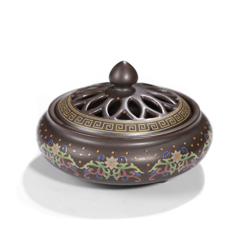Antique Cloisonne Incense Burner Handicraft Ornament Creative Home Indoor Incense Enamel Color Burner