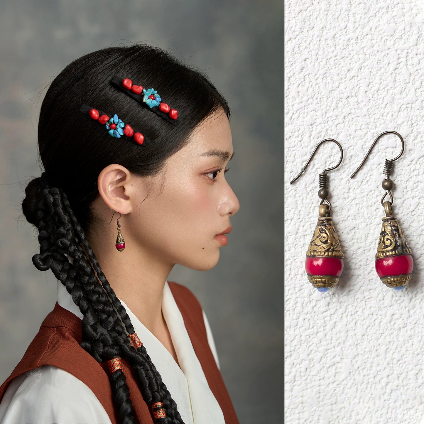 Nepalese Beeswax Earrings, Tibetan Niche Retro Ethnic Jewelry Earrings