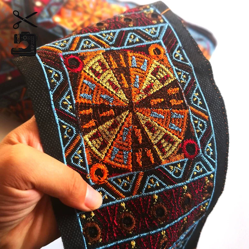 Ethnic Style Retro Embroidery Lace Color Embroidery Wide Webbing, Handmade DIY Minority Clothing Accessories