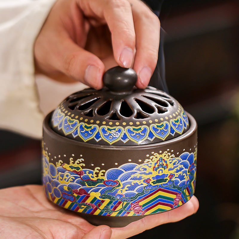Antique Cloisonne Incense Burner Handicraft Ornament Creative Home Indoor Incense Enamel Color Burner