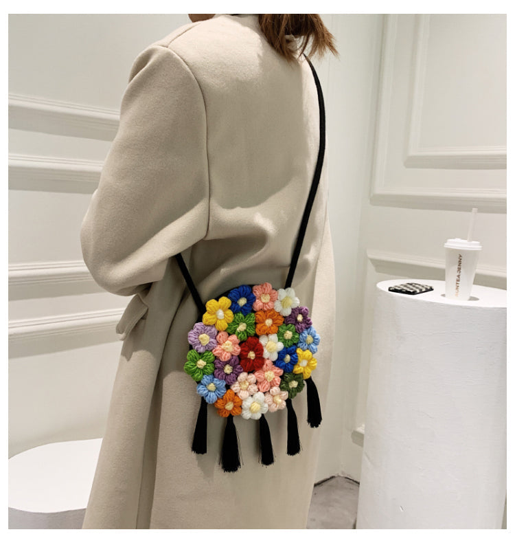 Ethnic Style, New Trend, Fashionable Tassel, Small Round Bag, Niche Design, Crossbody Handmade Woven Bag