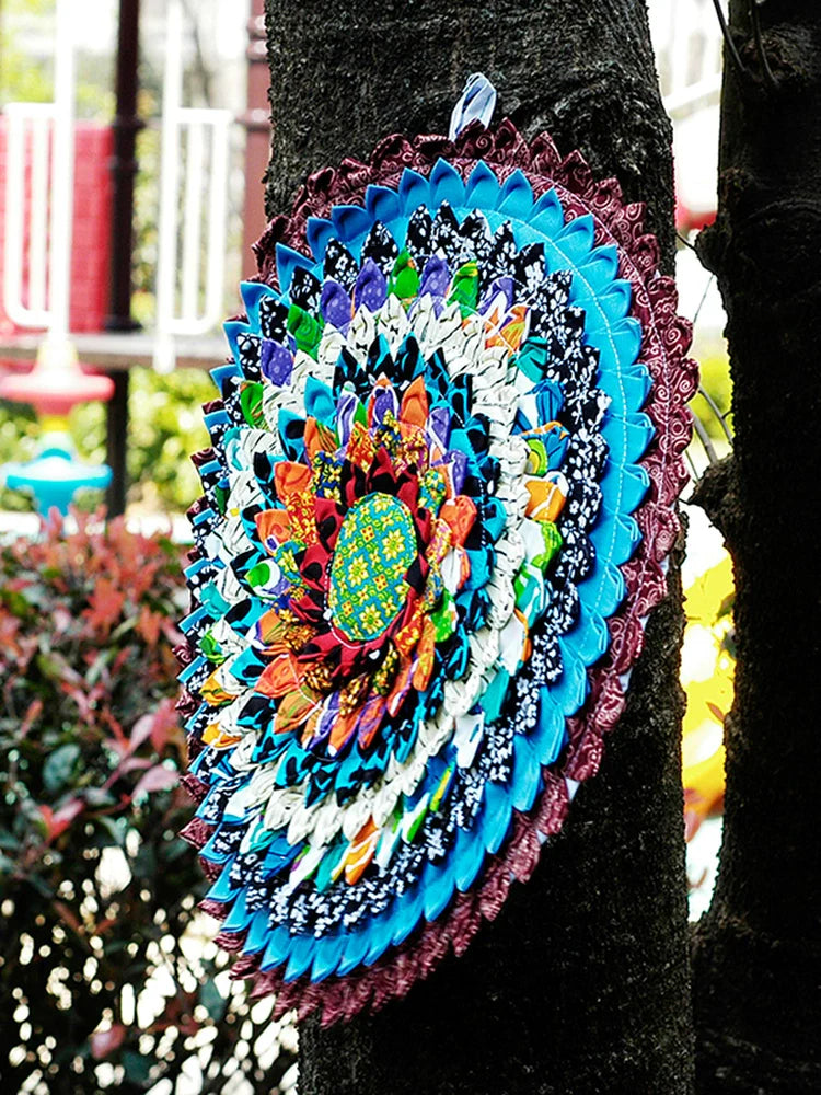 New Ethnic Style Handmade Round Fabric Seat Cushion Washable Cotton and Linen Tatami Mat Futon Splicing Garden Chair Cushion
