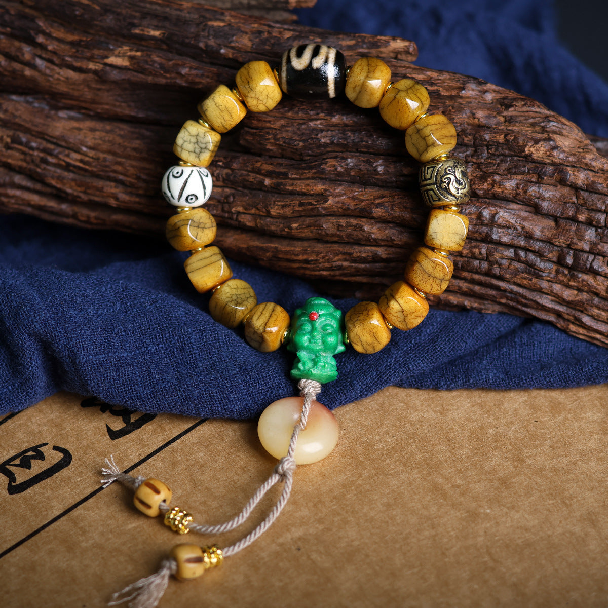 Tibetan Jewelry Yak Bone Bucket Bead Bracelet Wenwan Zakiram Bone Tag Bracelet Ethnic Style Jewelry