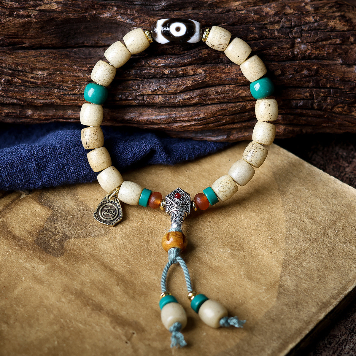Tibetan Jewelry Yak Bone Bucket Bead Bracelet Wenwan Zakiram Bone Tag Bracelet Ethnic Style Jewelry