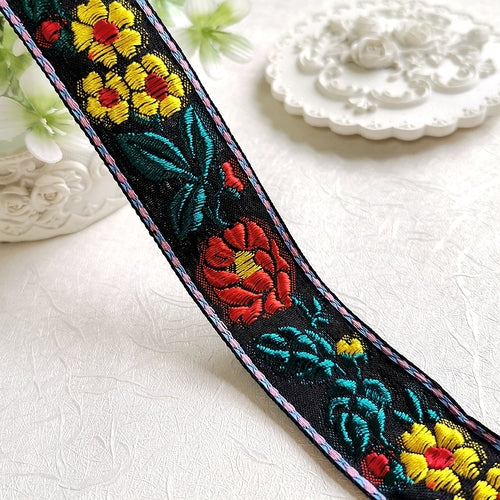 Ethnic Wind Multicolor Cotton Embroidery Flower Lace Accessories Ribbon Curtain Clothing Fabric Hand-made Decorative Materials - emogogo