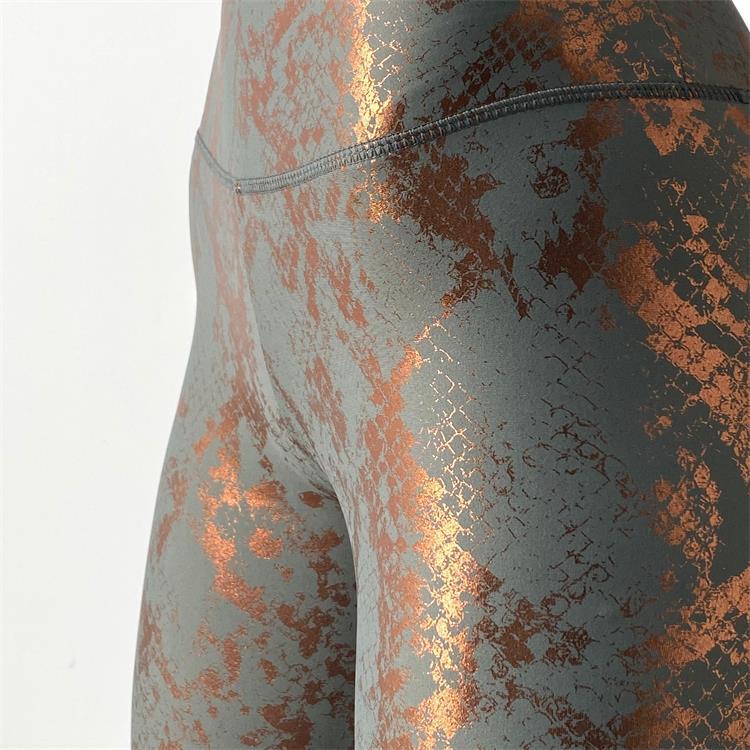 Tight Elastic Hot Stamping Yoga Pants with Patterned Peach Buttocks Fitness Pants, High Waisted Slimming Sports Pants