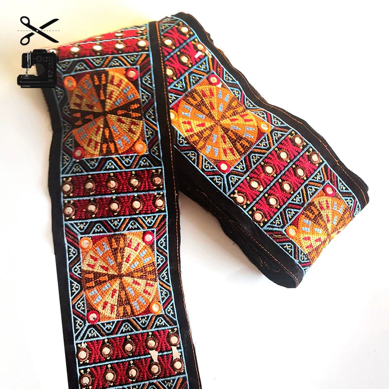 Ethnic Style Retro Embroidery Lace Color Embroidery Wide Webbing, Handmade DIY Minority Clothing Accessories