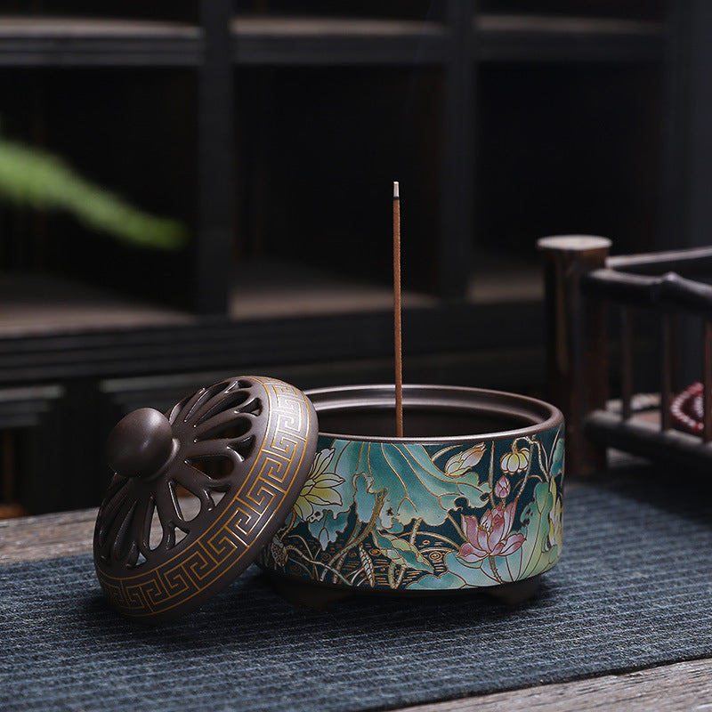 Antique Cloisonne Incense Burner Handicraft Ornament Creative Home Indoor Incense Enamel Color Burner