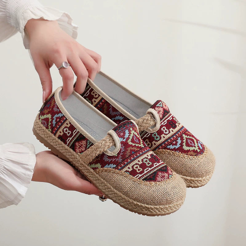 New Ethnic Style Lazy Fisherman Shoes Linen Comfortable Breathable Women's Shoes Retro Style Soft Sole Cloth Shoes