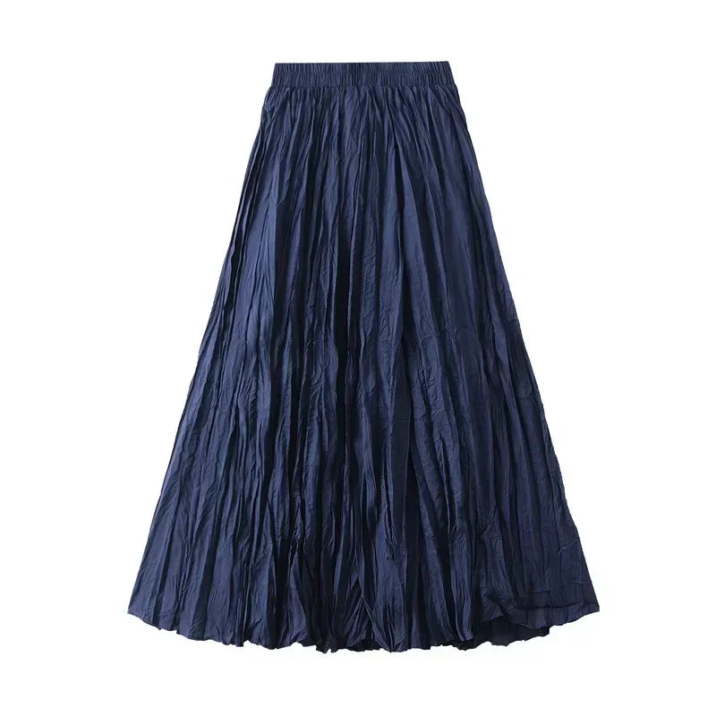 Light Luxury Irregular Slimming Pleated A-line Skirt for Women High Waist Solid Color Loose Fashion Skirts Casual Spring New
