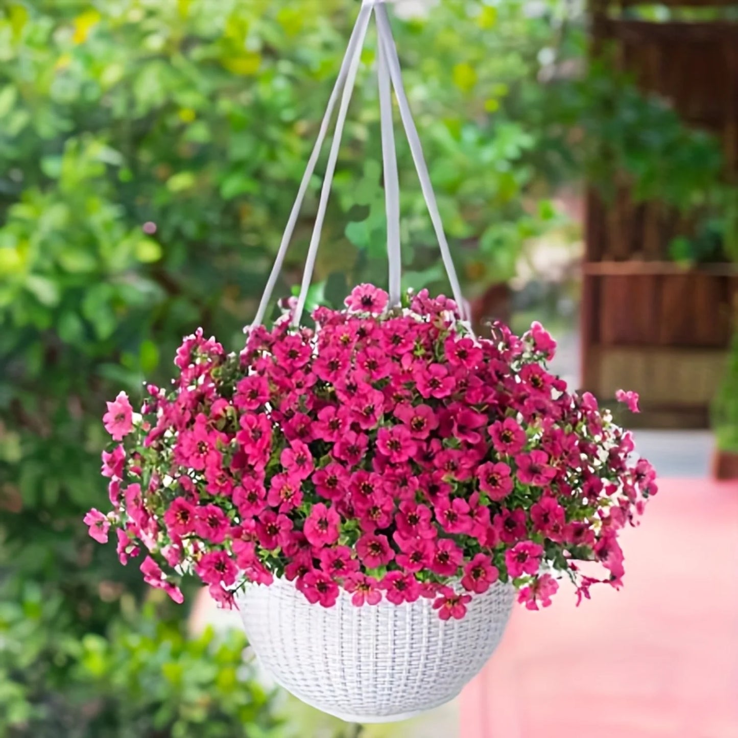 Fake Hanging Flowers With Basket -Artificial Flowers, Outdoor/Indoor Patio Lawn Decor, Artificial Hanging Plants For Wall, , Roo