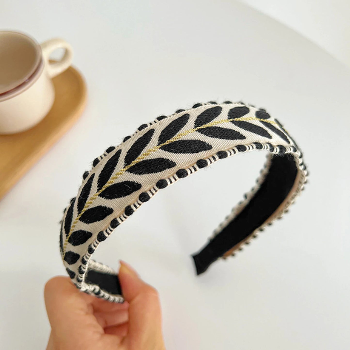 New Fashion Headband For Women Top Bohemia Leaf Embroidery Hairband Girls Spring Turban Hair Accessories
