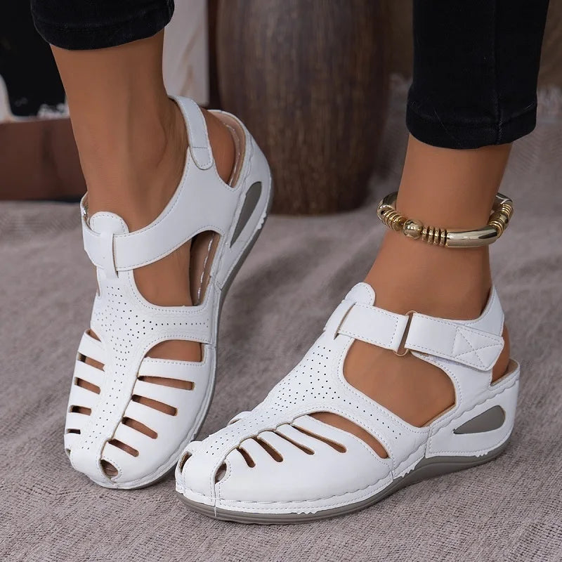 2025 New Women's Peep-Toe Ankle Strap Sandals Summer Block Heel Fashion Shoes 11 Colors Available