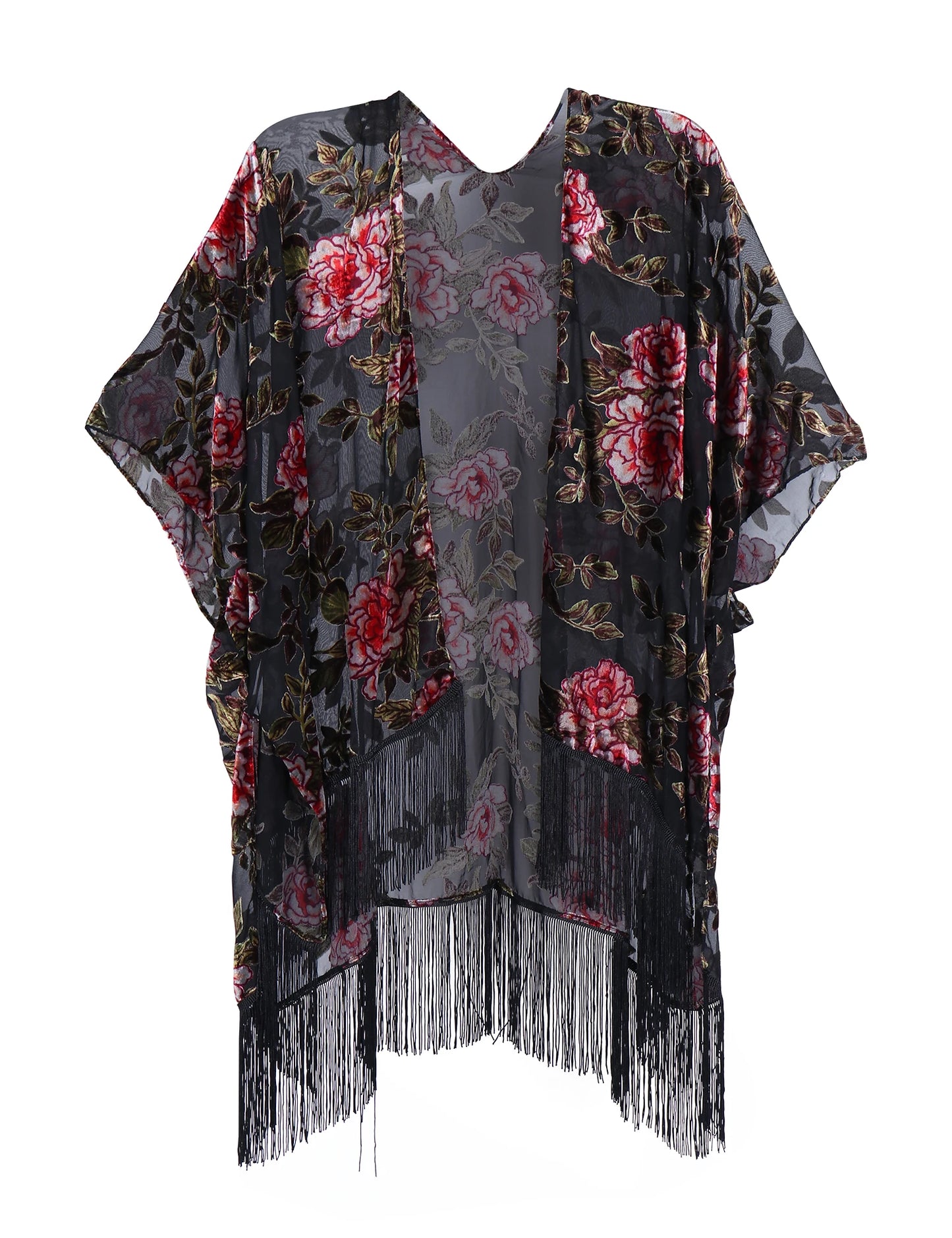 WeHello Bohemian burnt plush kimono Women's long Purple Tassel Beach Cover-up Holiday Casual Cardigan Shawl JYPF-20