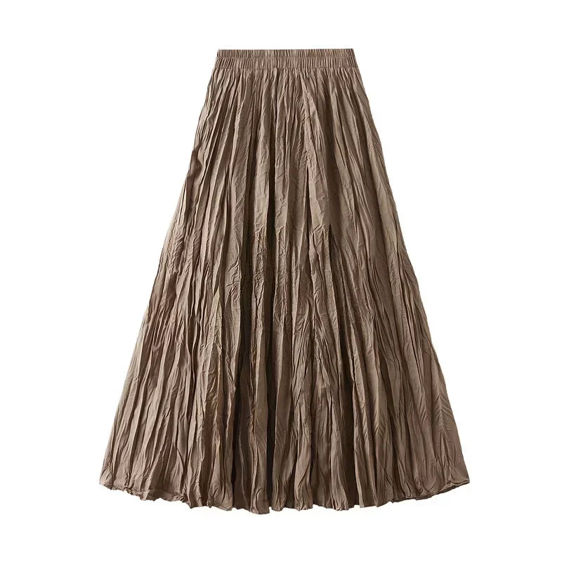 Light Luxury Irregular Slimming Pleated A-line Skirt for Women High Waist Solid Color Loose Fashion Skirts Casual Spring New