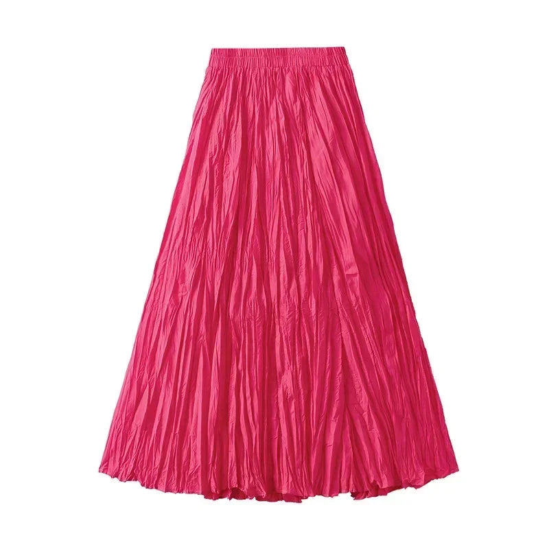 Light Luxury Irregular Slimming Pleated A-line Skirt for Women High Waist Solid Color Loose Fashion Skirts Casual Spring New