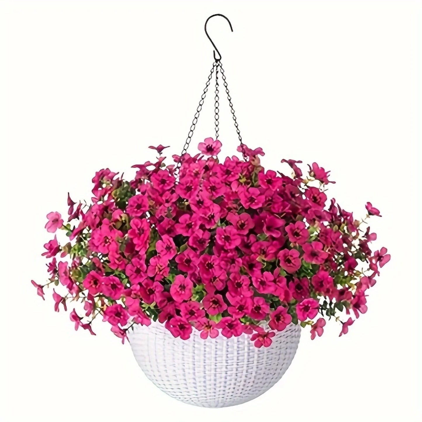 Fake Hanging Flowers With Basket -Artificial Flowers, Outdoor/Indoor Patio Lawn Decor, Artificial Hanging Plants For Wall, , Roo