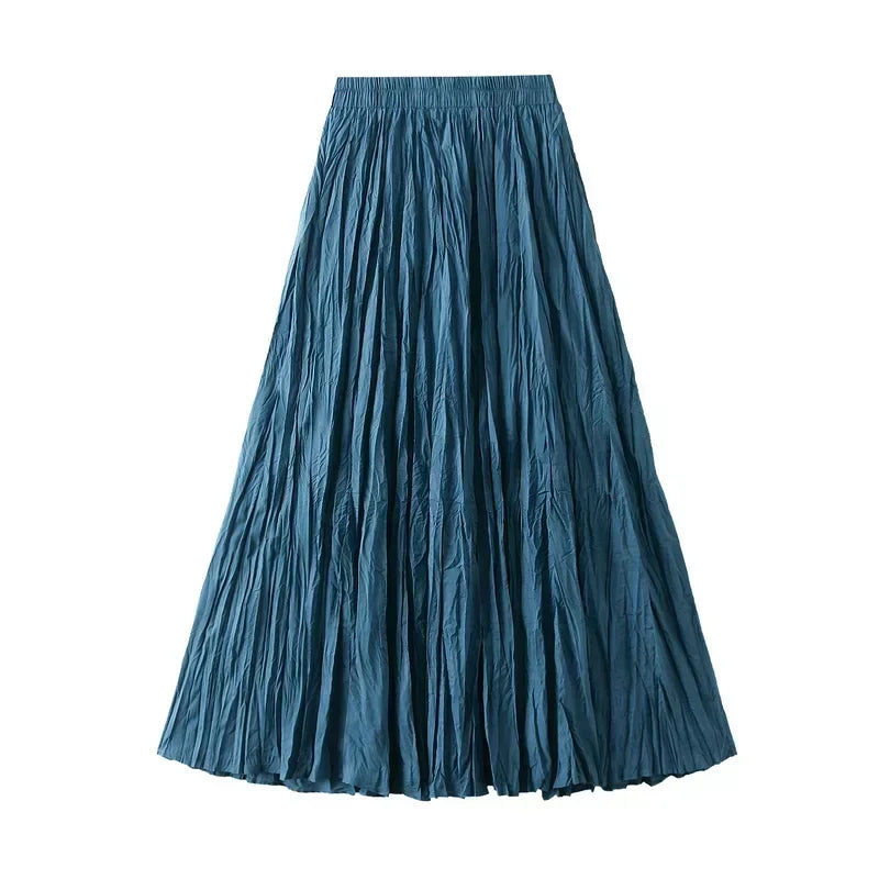 Light Luxury Irregular Slimming Pleated A-line Skirt for Women High Waist Solid Color Loose Fashion Skirts Casual Spring New