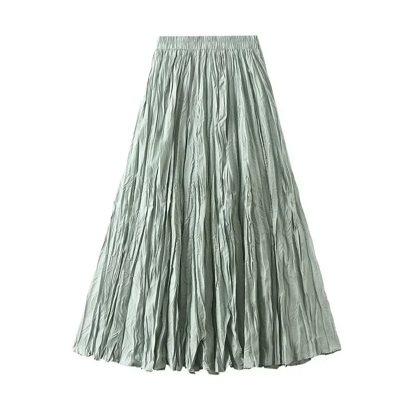 Light Luxury Irregular Slimming Pleated A-line Skirt for Women High Waist Solid Color Loose Fashion Skirts Casual Spring New