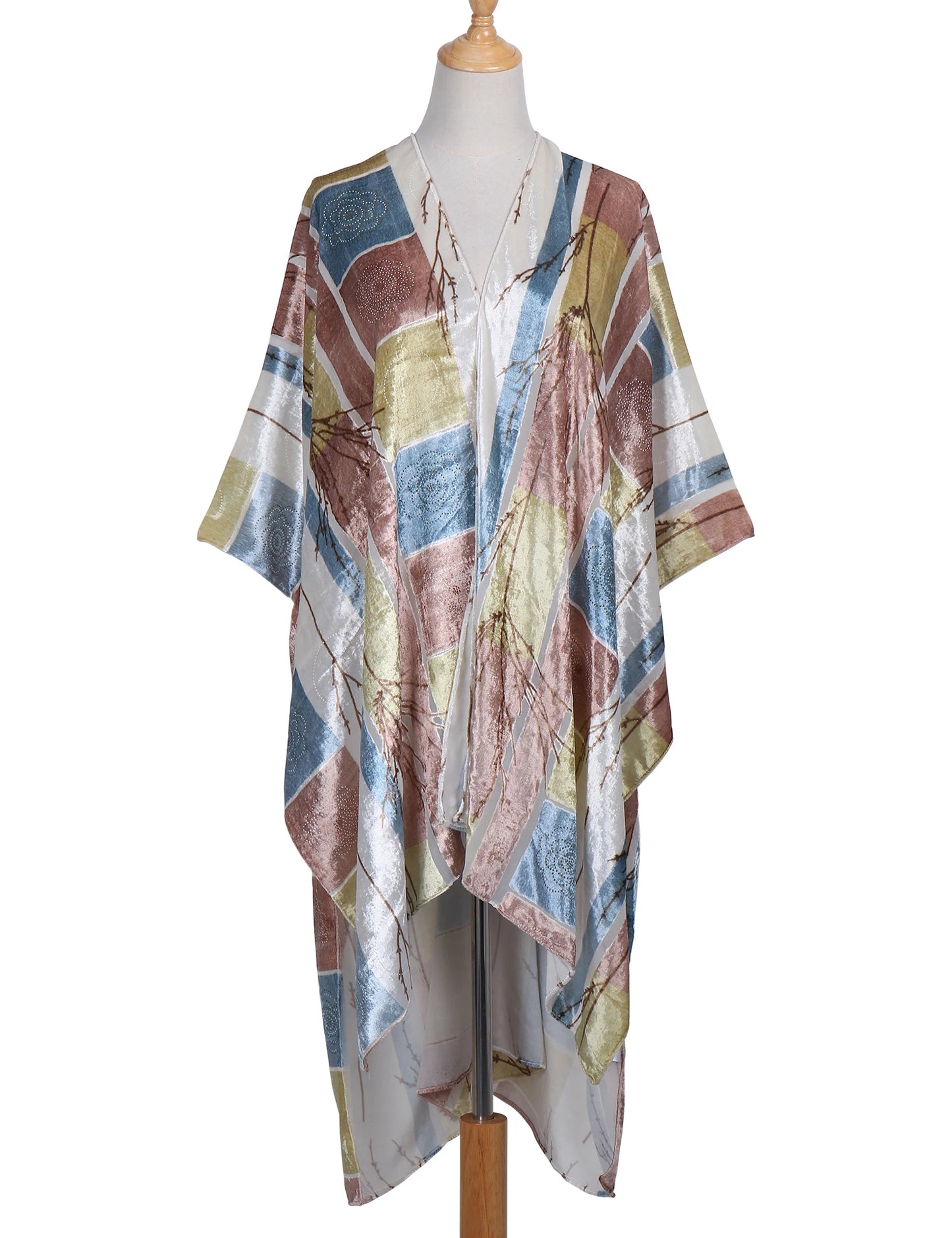 WeHello Bohemian burnt plush kimono Women's long Purple Tassel Beach Cover-up Holiday Casual Cardigan Shawl JYPF-20