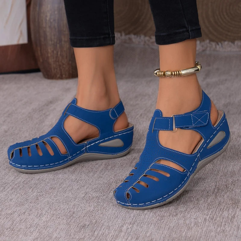 2025 New Women's Peep-Toe Ankle Strap Sandals Summer Block Heel Fashion Shoes 11 Colors Available