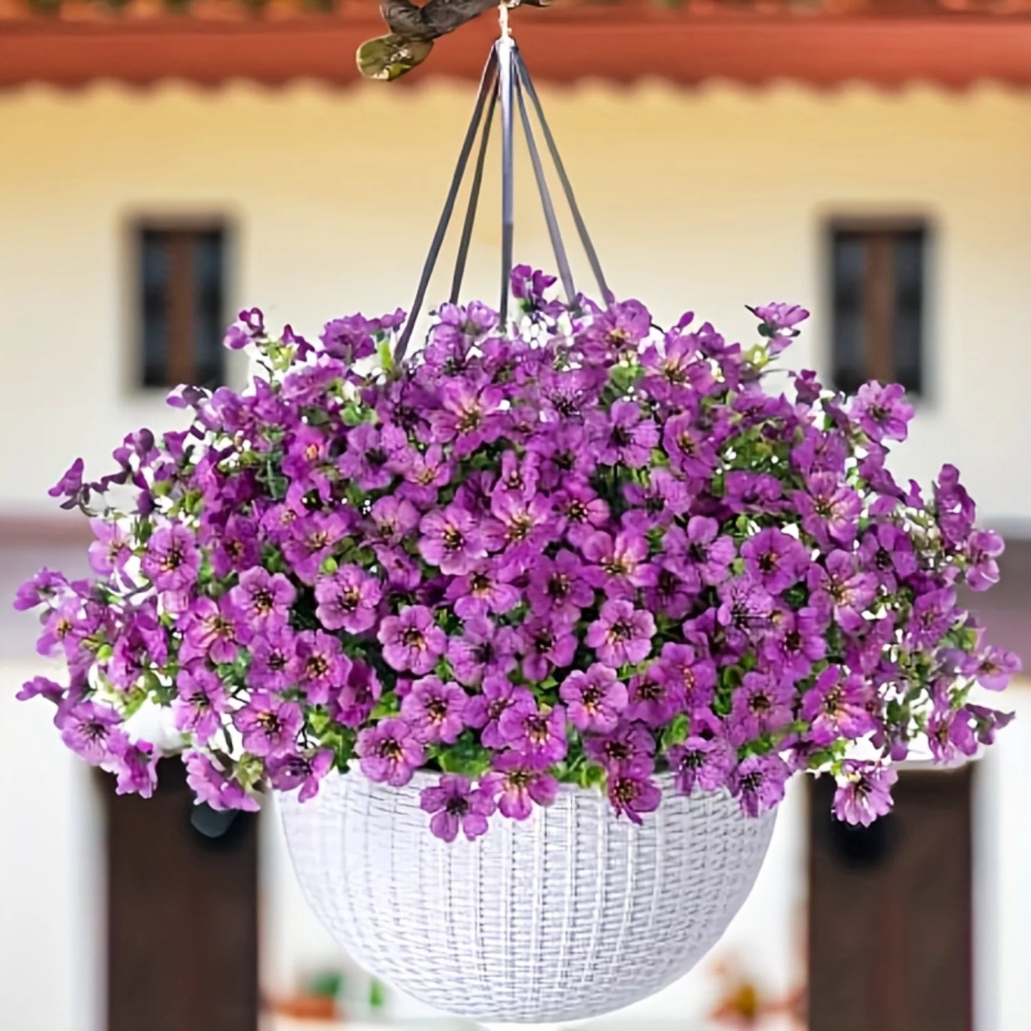 Fake Hanging Flowers With Basket -Artificial Flowers, Outdoor/Indoor Patio Lawn Decor, Artificial Hanging Plants For Wall, , Roo