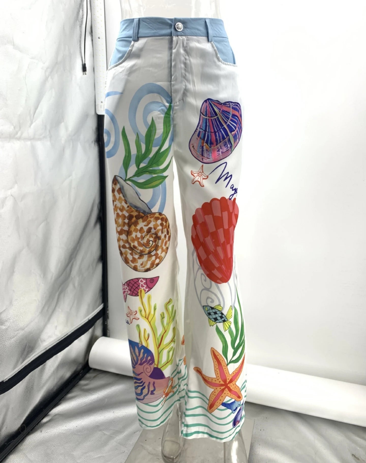 Bohemia Satin Print Loose Two Piece Sets Women Causal Long Sleeve Shirts+Long Wide Leg Pants Female Beach Summer Outfits
