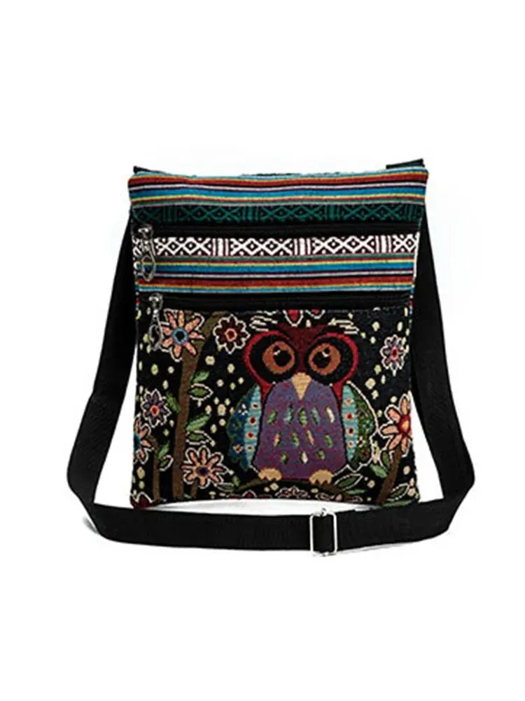 Fashion Trend Owl Pattern Woven Embroidery Crossbody Ethnic Ladies Shoulder Bag For Women