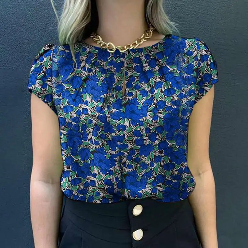Retro Printed Blouse Women Stylish Shirt Summer Tunic Tops Short Sleeve Beach Party Blusas Bohemian Causal O Neck Chemise