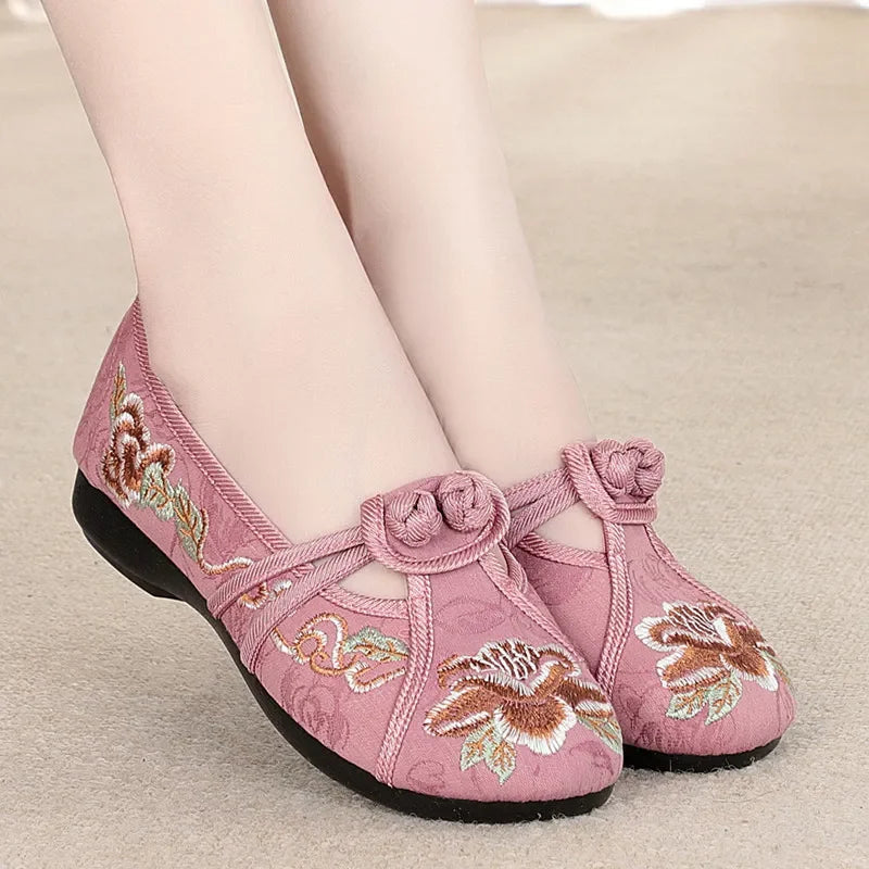 Women Retro High Quality Red Embroidery Ballet Shoes Lady Casual Sweet White Anti Skid Hemp Flat Shoes Zapatos Mujer E6184x