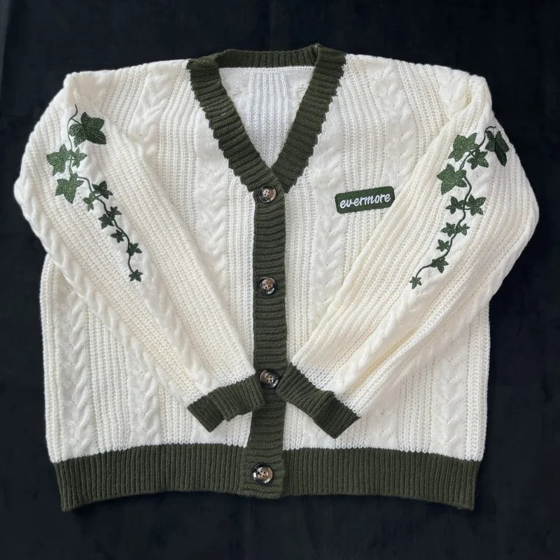 2025 Plus Size Eras Cardigan for Women Autumn Winter Flower Embroidered Knitted Sweater Y2k Girl Vintage Fashion Cardigans Tops