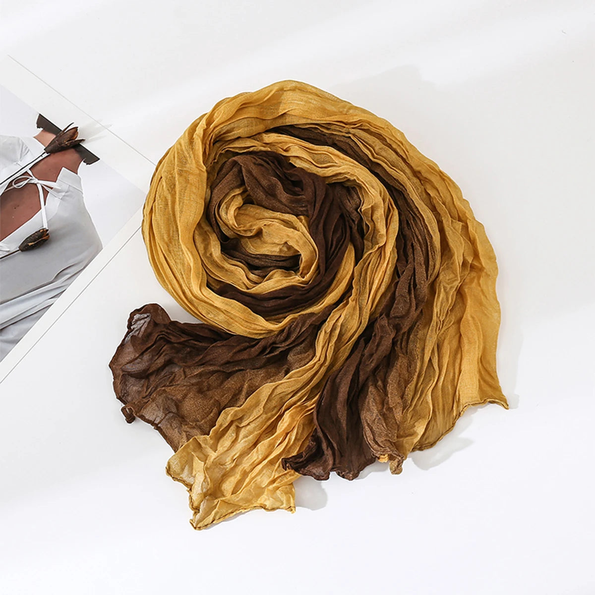 Women's Gradient Color Linen Scarf for Travel Fashionable Versatile Casual Windproof Sand Proof Headscarf Women's Shawl