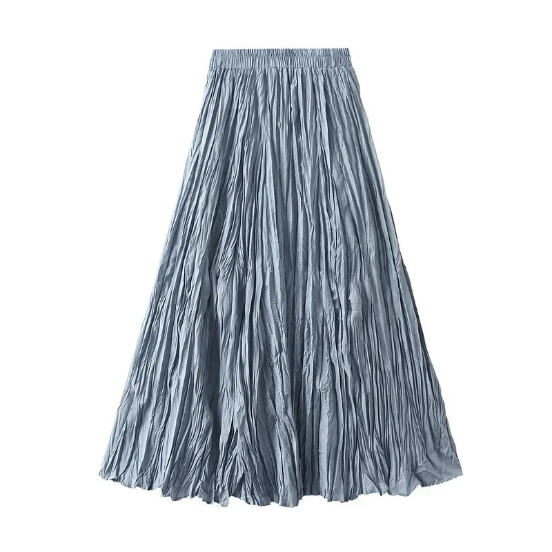Light Luxury Irregular Slimming Pleated A-line Skirt for Women High Waist Solid Color Loose Fashion Skirts Casual Spring New